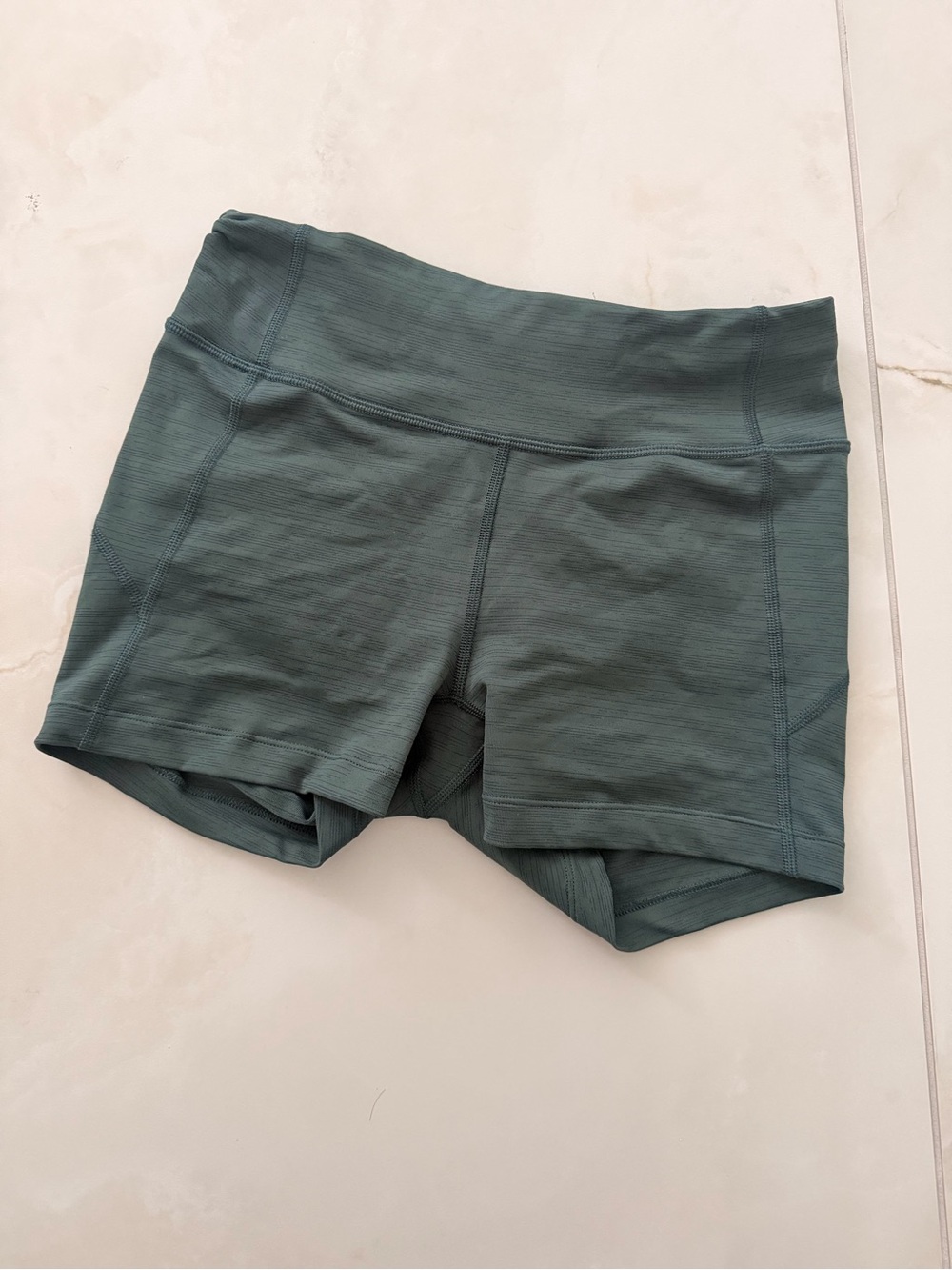 Outdoor Voices High-Waist Athletic Shorts in a Cool Green